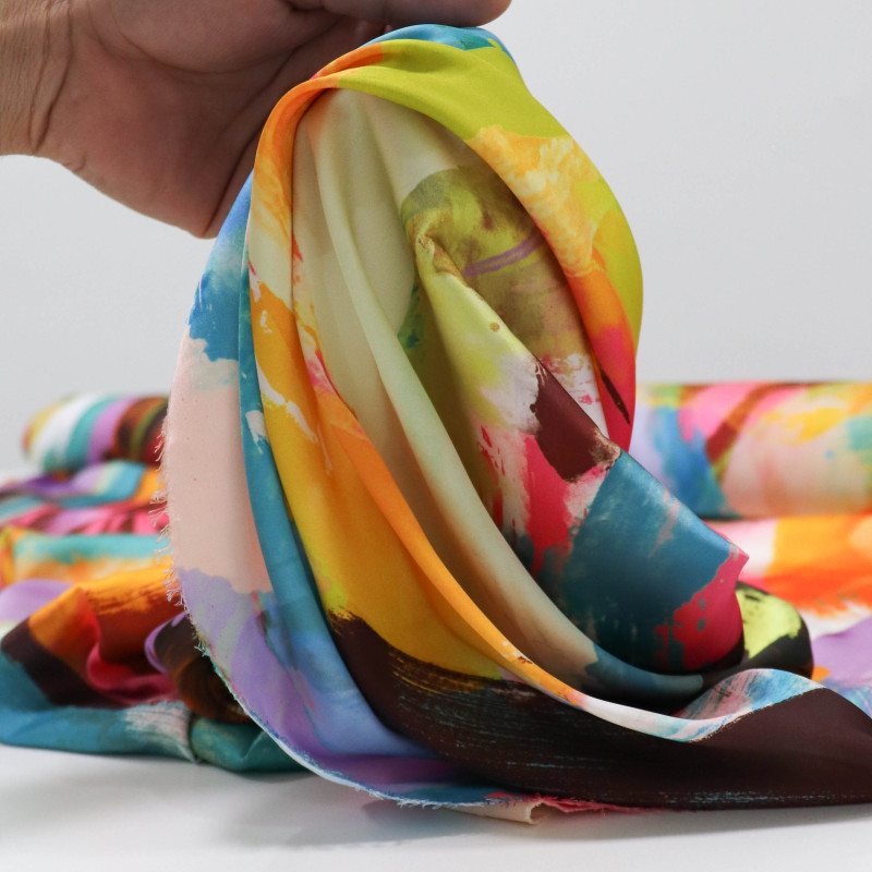 Tecido Crepe Silk Italiano Pintura Neon Colors