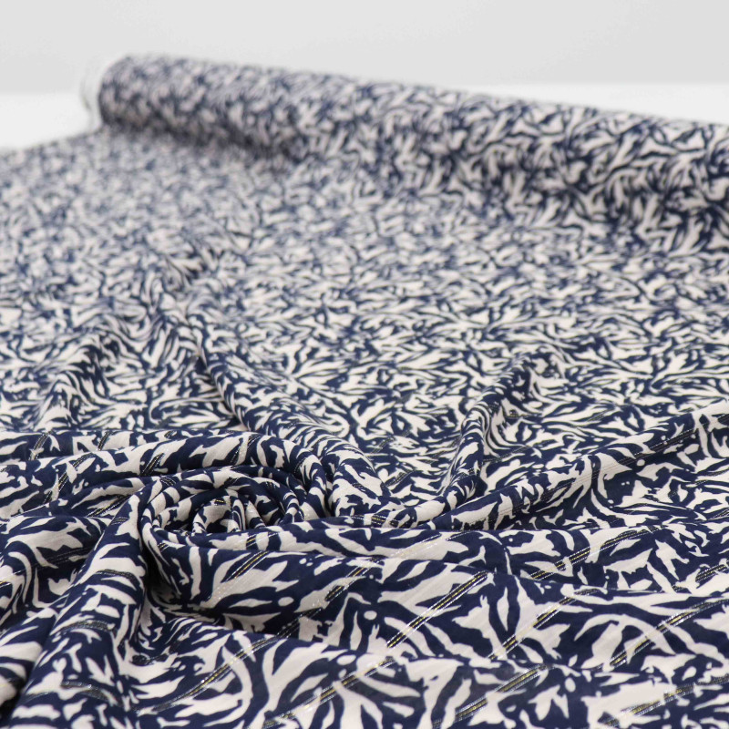 Tecido Viscose Fina Italiana Listras em Lurex