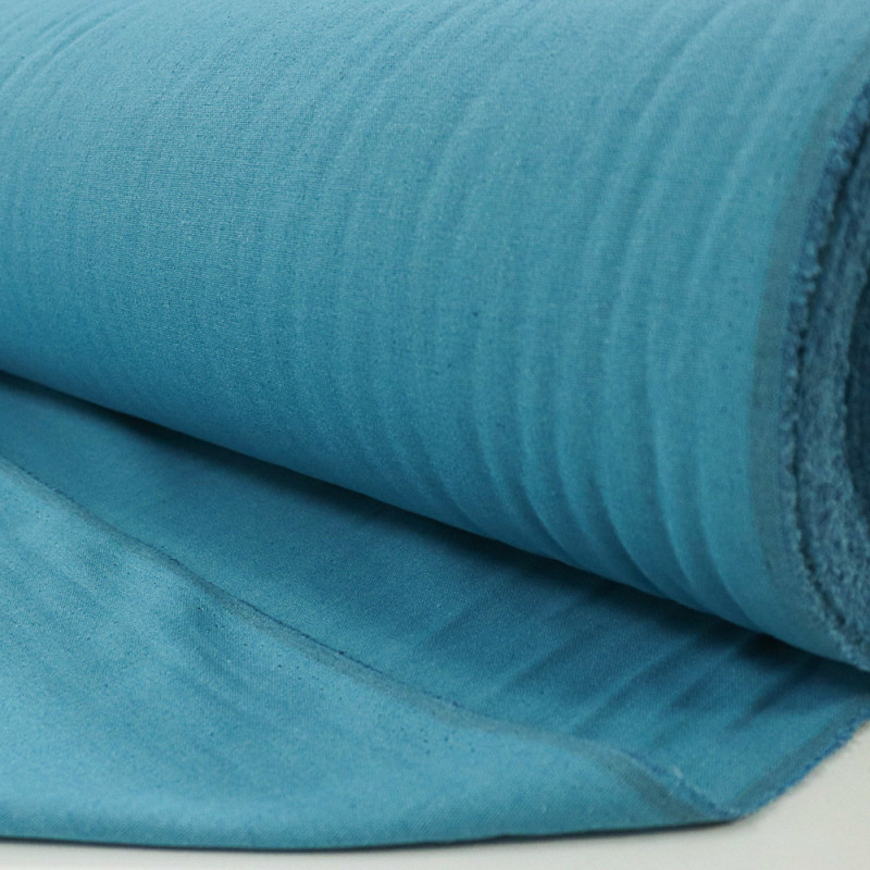 Tecido Linho Misto Rústico Azul Capri