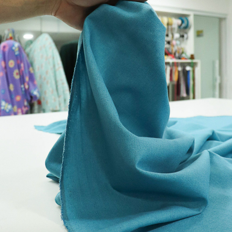 Tecido Linho Misto Rústico Azul Capri