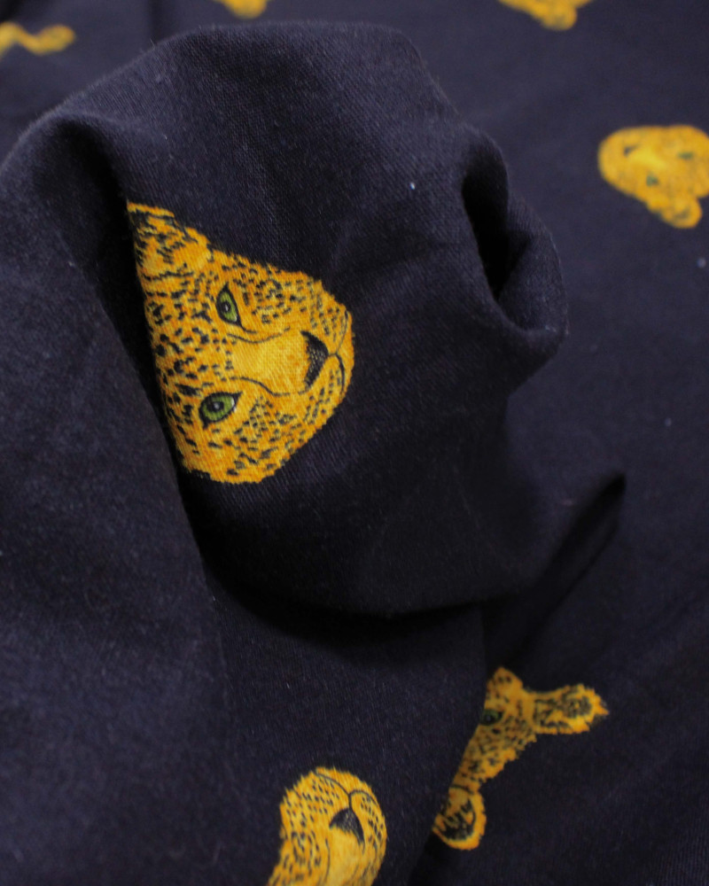 Tecido Linho Misto Estampado Onças Amarelo e Preto (Com Leves Defeitos)