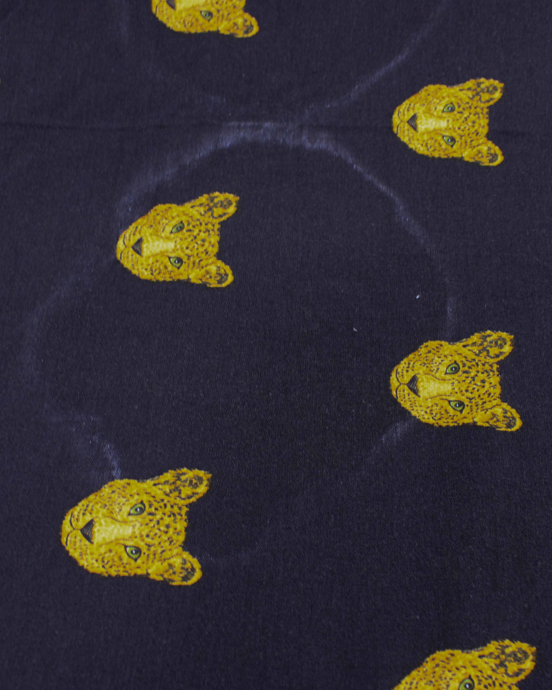 Tecido Linho Misto Estampado Onças Amarelo e Preto (Com Leves Defeitos)