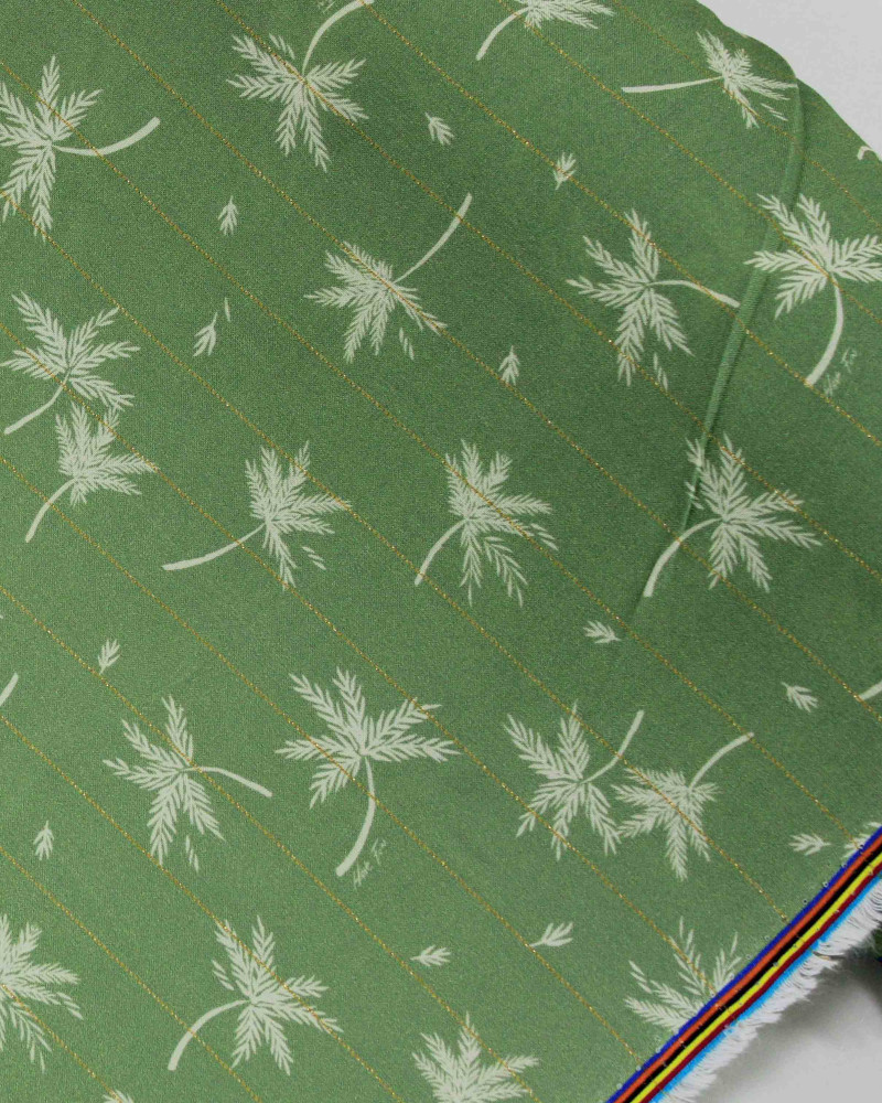 Tecido Viscose Premium Ramos Creme e Verde Menta