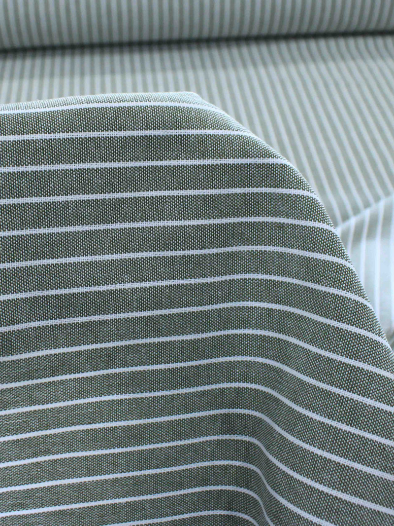 Tecido Linho Misto Listras Branco e Verde