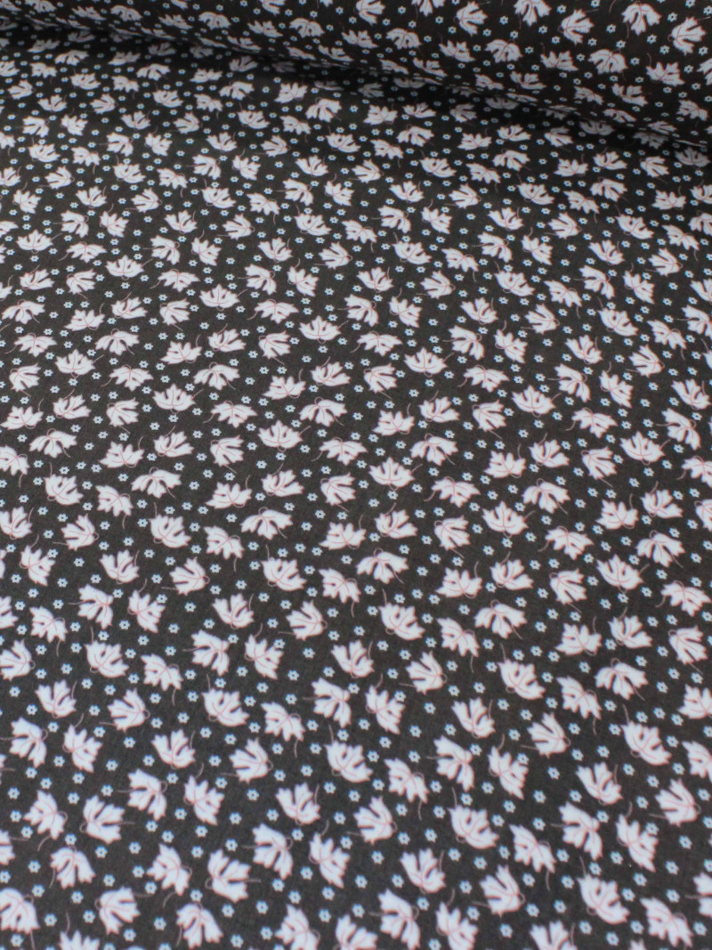 Tecido Cambraia de Viscose Micro Floral Preto