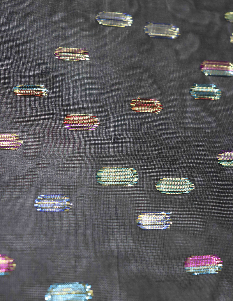 Tecido Crepe Chiffon Foil Colorido e Preto (COM DETALHES)