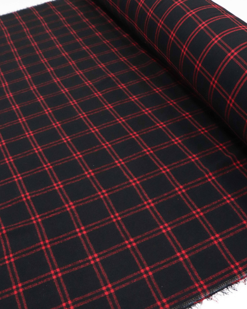 Tecido Flanela Mista Xadrez Duplo Vermelho e Preto