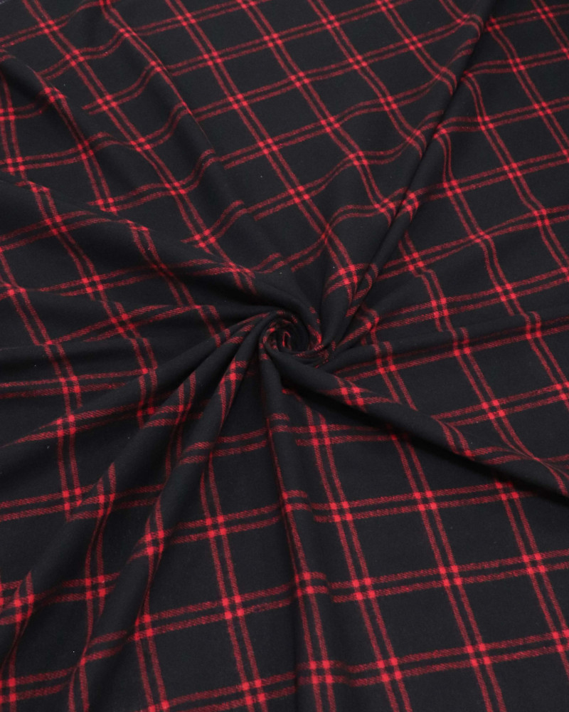 Tecido Flanela Mista Xadrez Duplo Vermelho e Preto