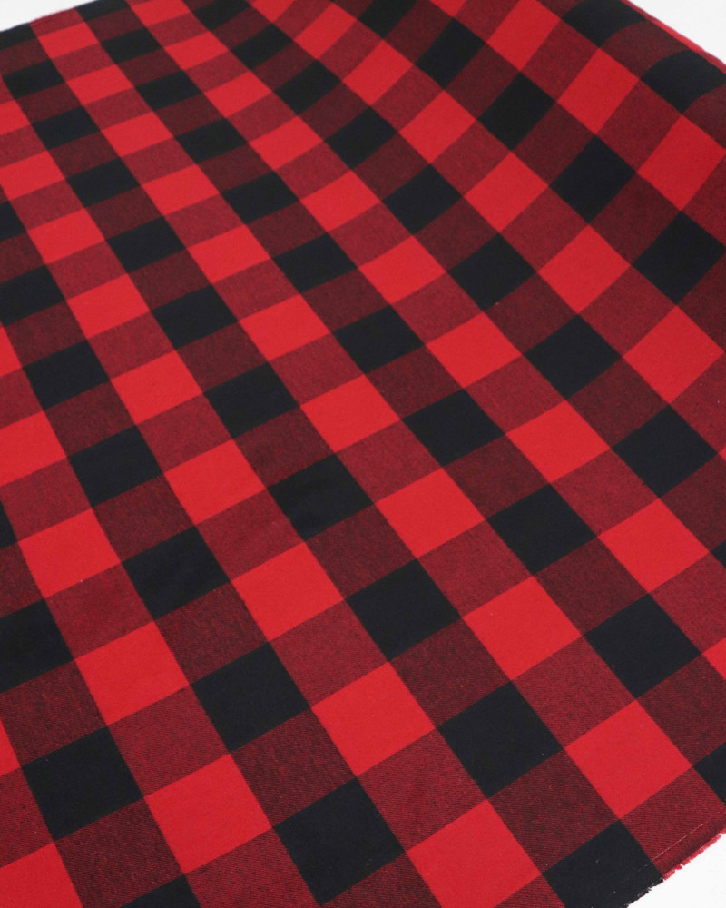 Tecido Flanela Mista Macro Quadriculado Preto e Vermelho