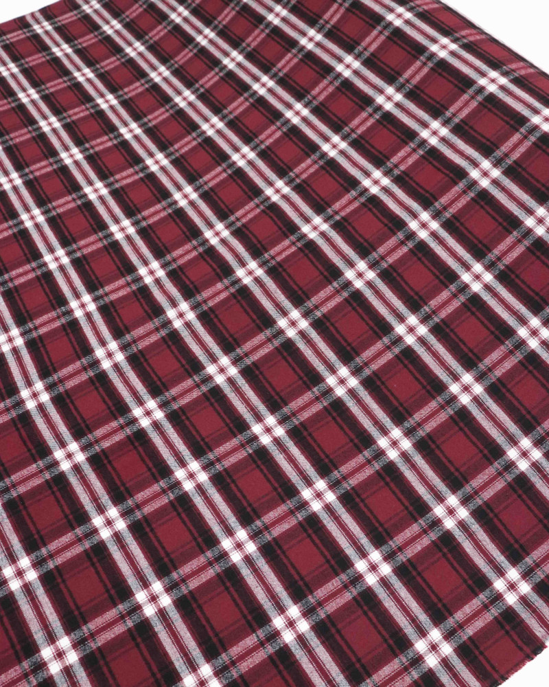 Tecido Flanela Mista Xadrez Duplo Branco Preto e Marsala