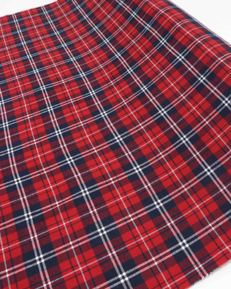 Tecido Flanela Mista Xadrez Tartan Azul Marinho Branco e Vermelho