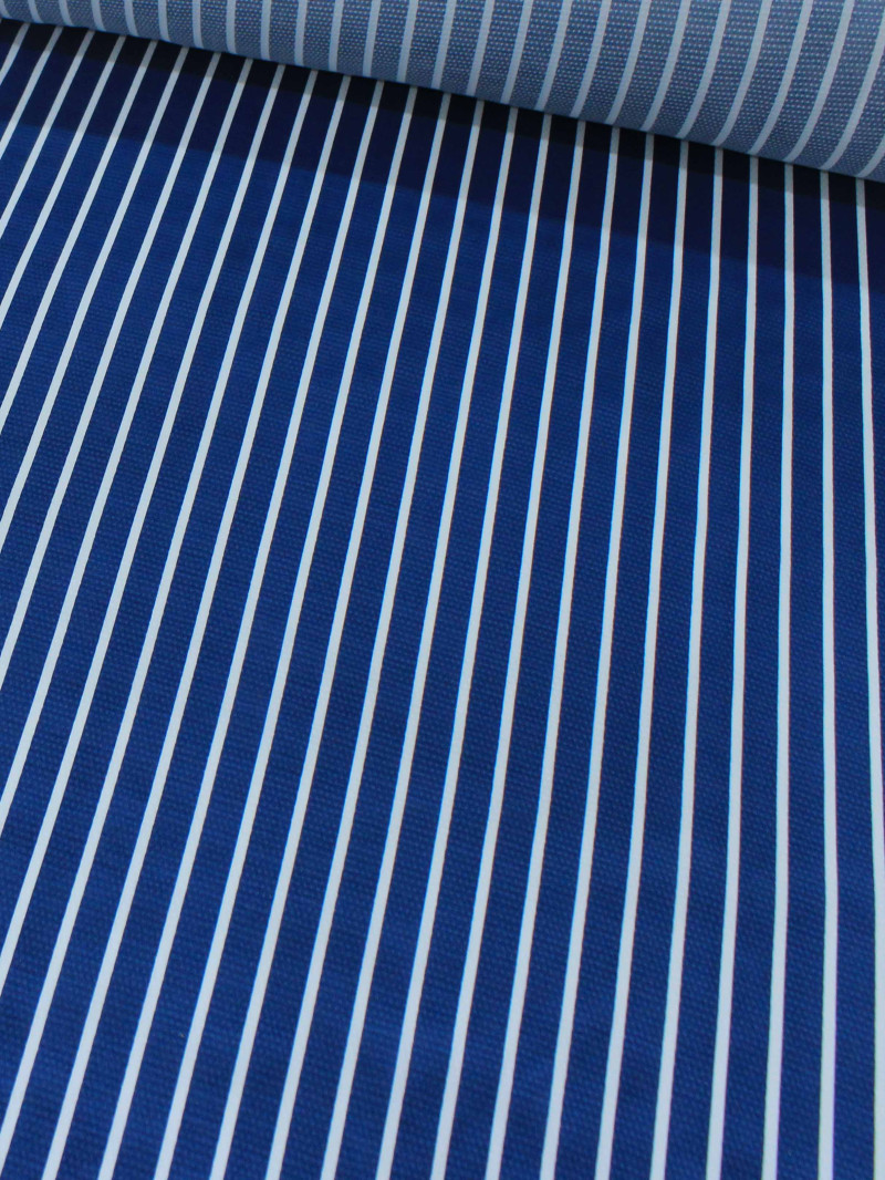 Tecido Viscose Mista Grossa Maquinetada Listras Azul Petroleo