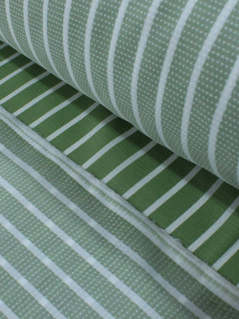 Tecido Viscose Mista Grossa Maquinetada Listras Verde Menta