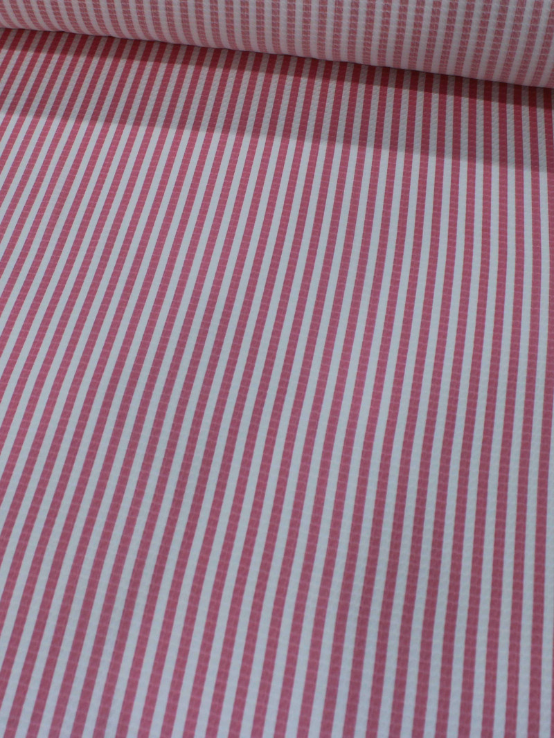 Tecido Viscose Maquinetada Listras Rosa