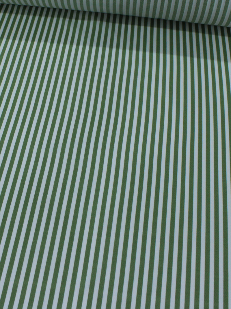 Tecido Viscose Mista Maquinetada Listras Verde Musgo e Branco