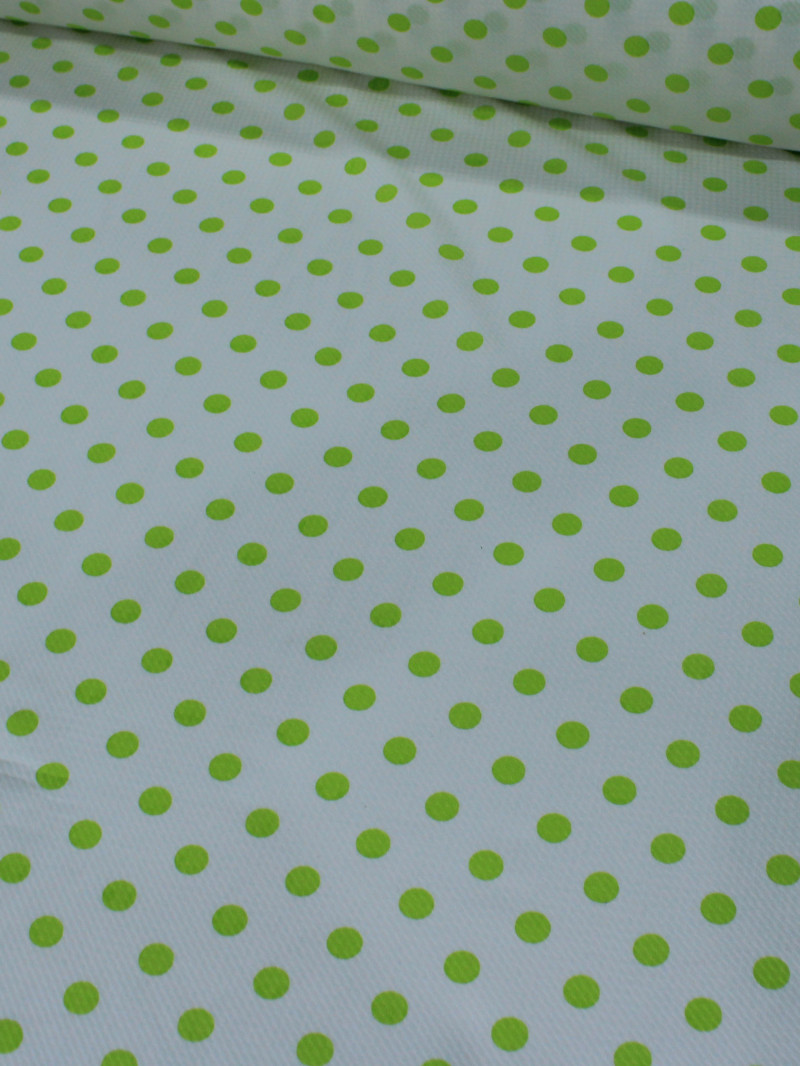 Tecido Viscose Maquinetada Poá Verde e Branco