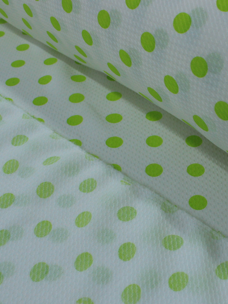 Tecido Viscose Maquinetada Poá Verde e Branco