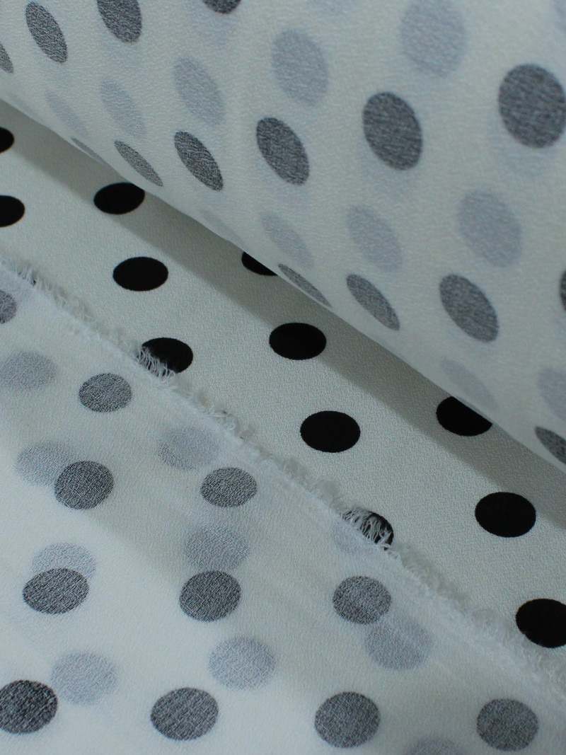 Tecido Crepe de Viscose Poá Preto e Branco