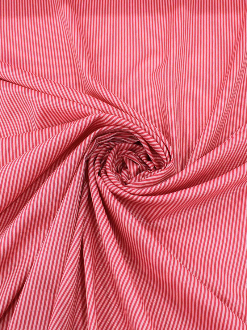 Tecido Viscose Mista Maquinetada Micro Listras Tons de Rosa