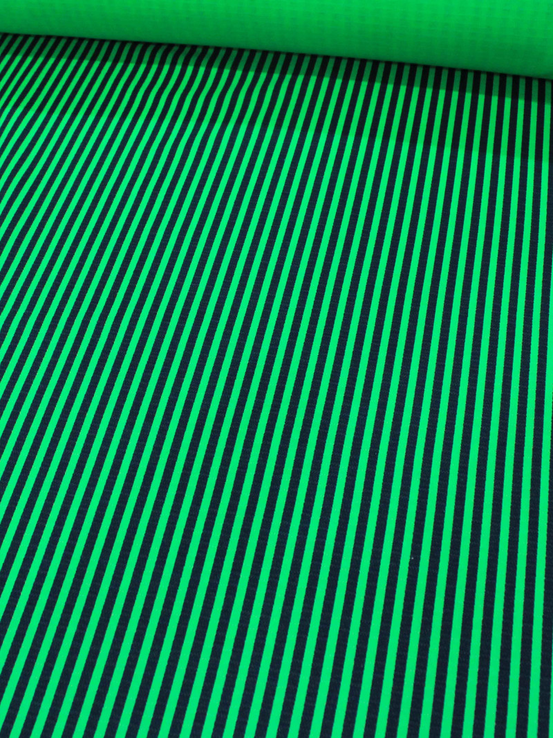 Tecido Linho Misto de Algodão Listras Verde Bandeira e Preto