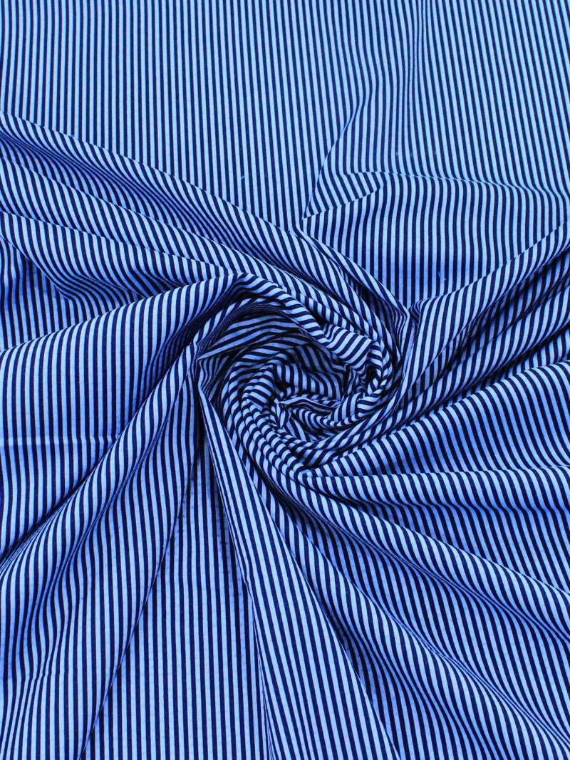 Tecido Tricoline Mista Maquinetada Azul Marinho e Azul