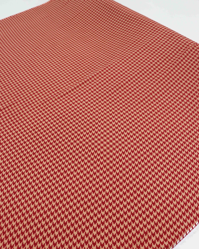 Tecido Viscose Micro Pied Poule Vermelho e Nude