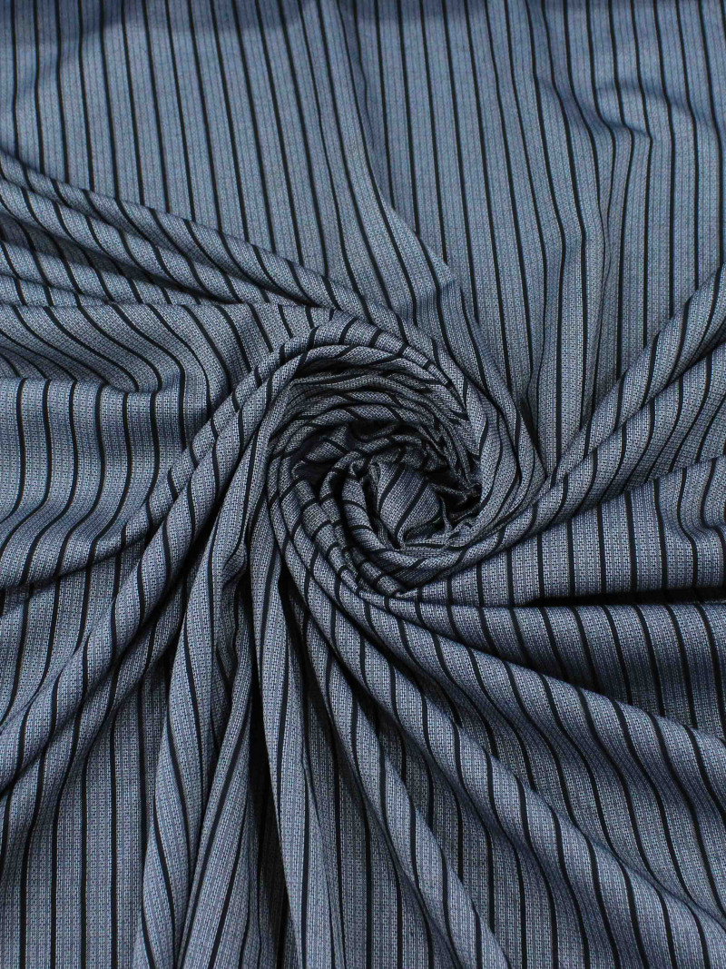 Tecido Viscose Mista Listras e Micro Trama Cinza e Preto