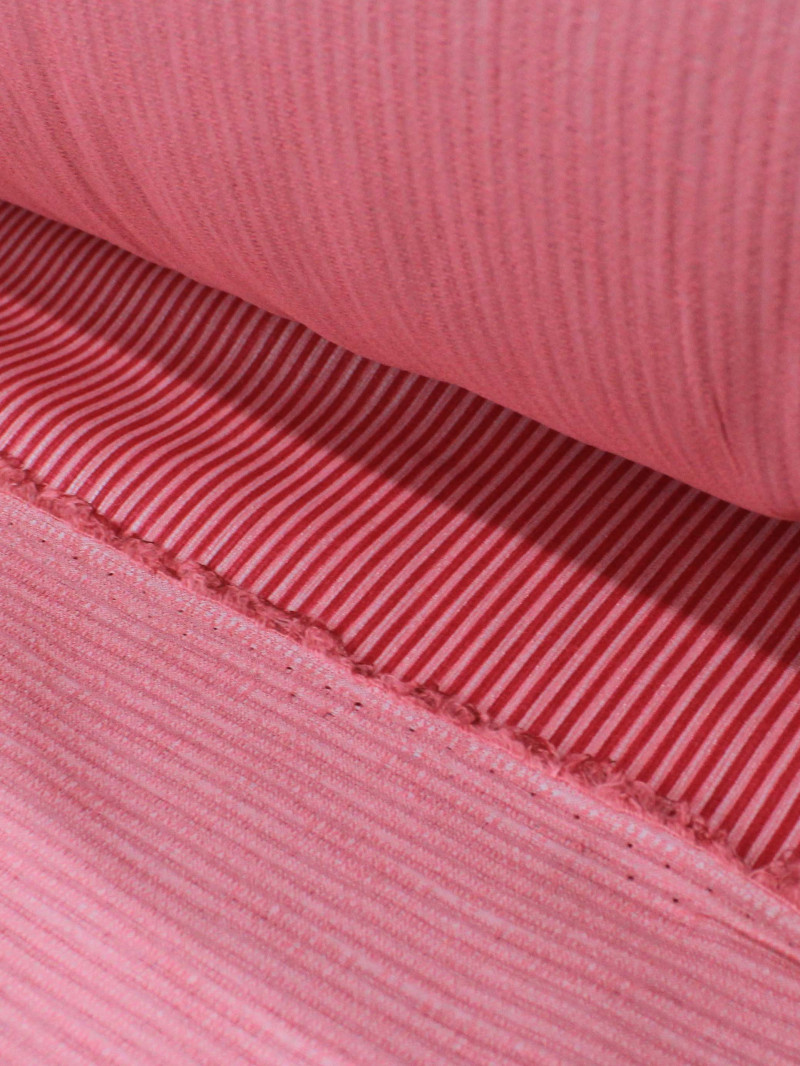 Tecido Viscose Mista Casca de Arvore Micro Listras Pink e Rosa