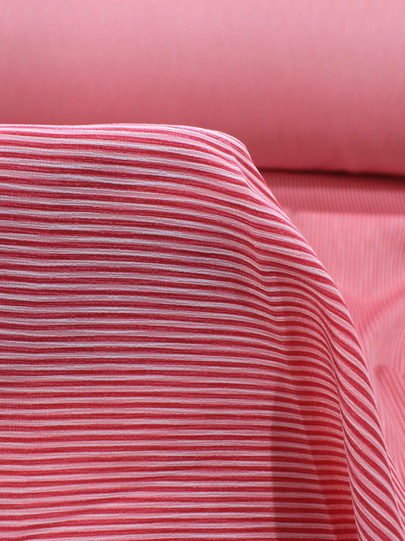 Tecido Viscose Mista Casca de Arvore Micro Listras Pink e Rosa