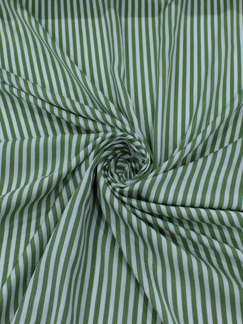 Tecido Viscose Mista Casca de Arvore Listra Verde Oliva e Branco