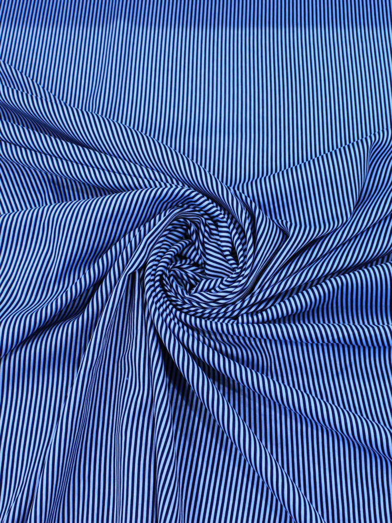 Tecido Viscose Mista Micro Listras Tons de Azul