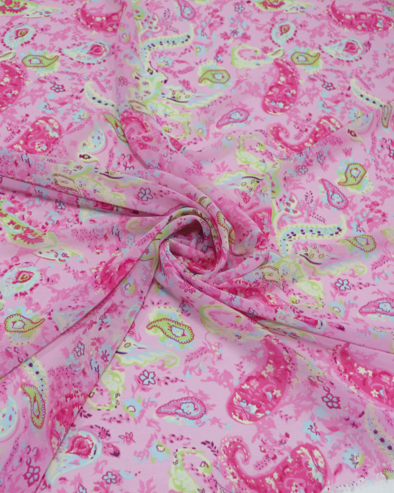 Tecido Crepe Chiffon Cashmere Abstrato Rosa Bebê (0.5m)