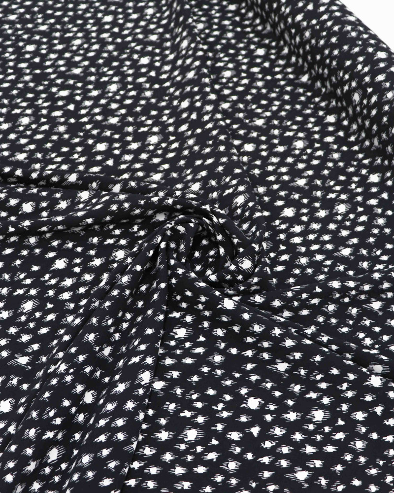 Tecido Viscose Italiano Animal Print Abstrato Branco e Preto