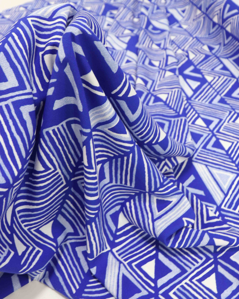 Tecido Viscose Estampa Chevron Azul