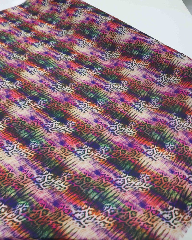 Tecido Crepe GGT Animal Print Listrado Colorido