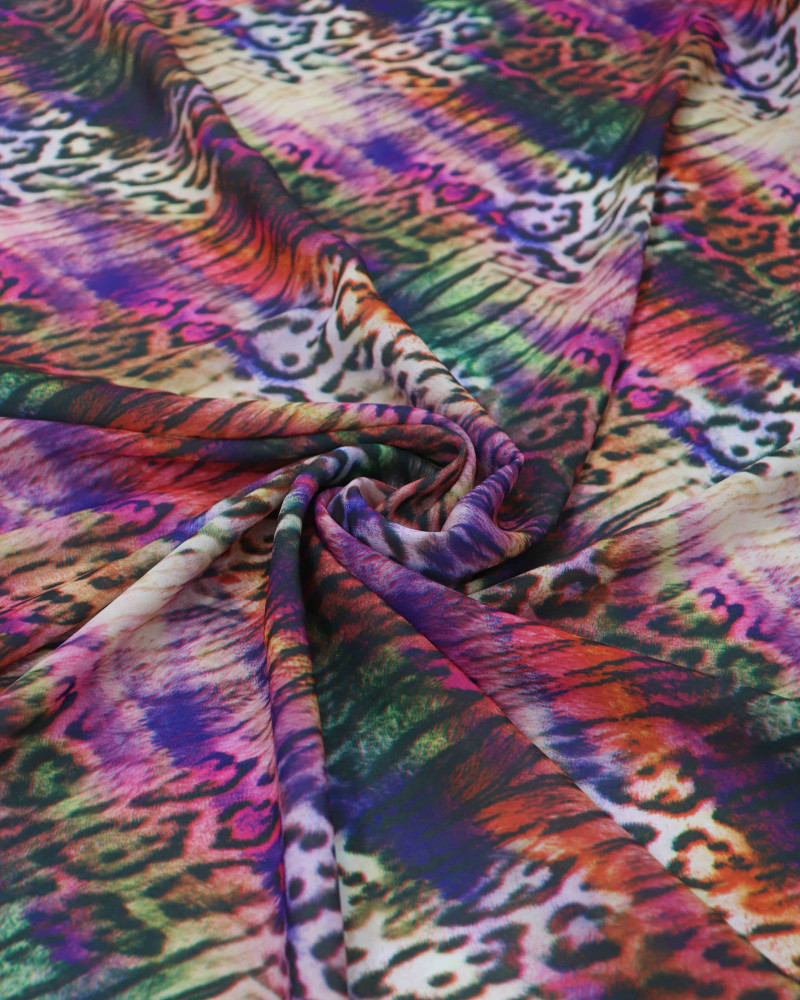 Tecido Crepe GGT Animal Print Listrado Colorido