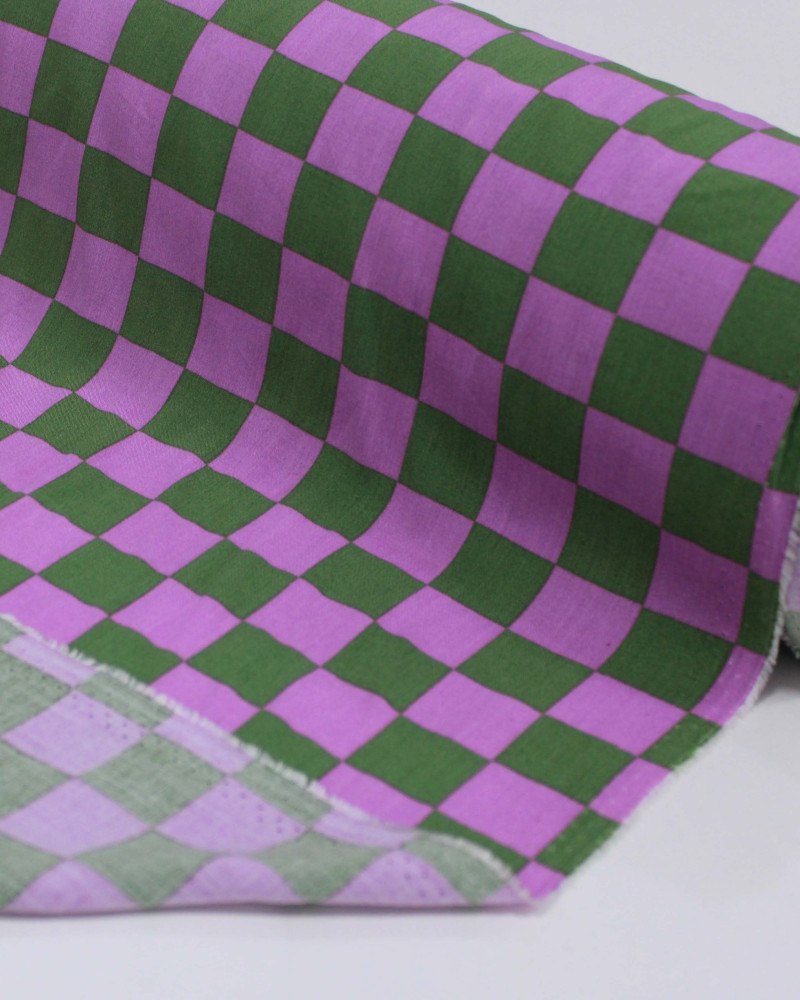 Tecido Viscose Xadrez Regular Verde e Rosa