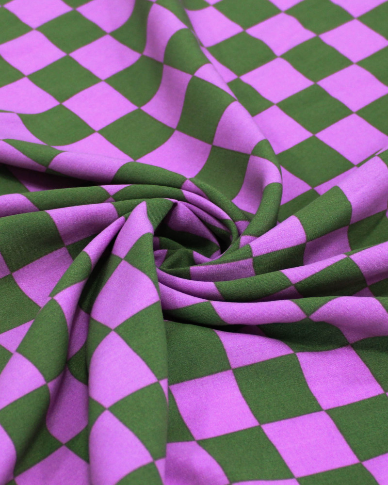 Tecido Viscose Xadrez Regular Verde e Rosa
