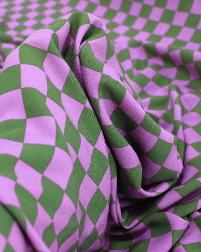 Tecido Viscose Xadrez Regular Verde e Rosa