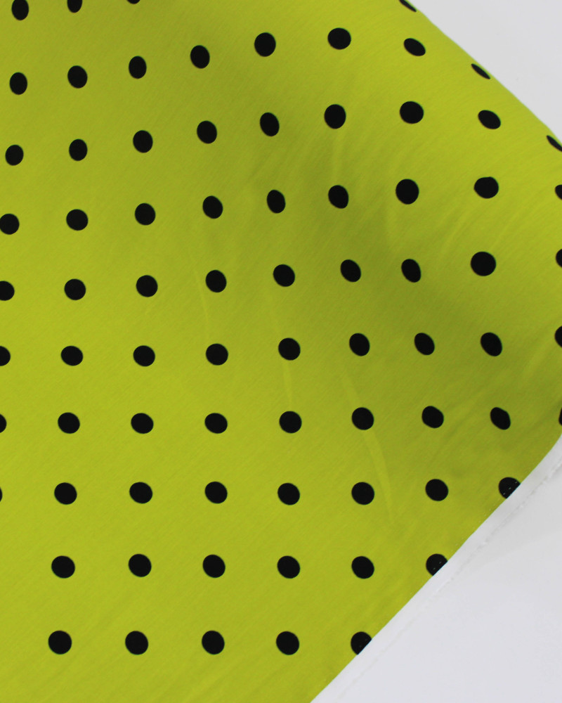 Tecido Viscose Poá Preto e Verde Abacate