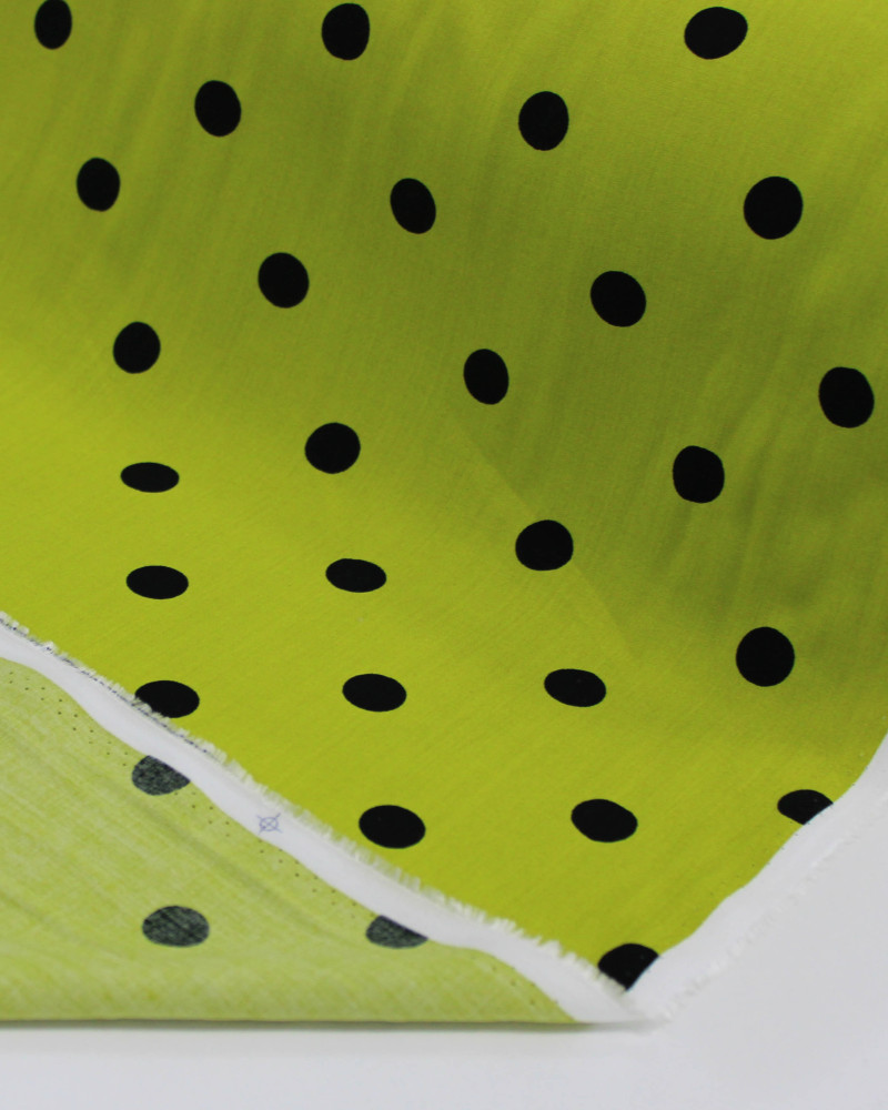 Tecido Viscose Poá Preto e Verde Abacate