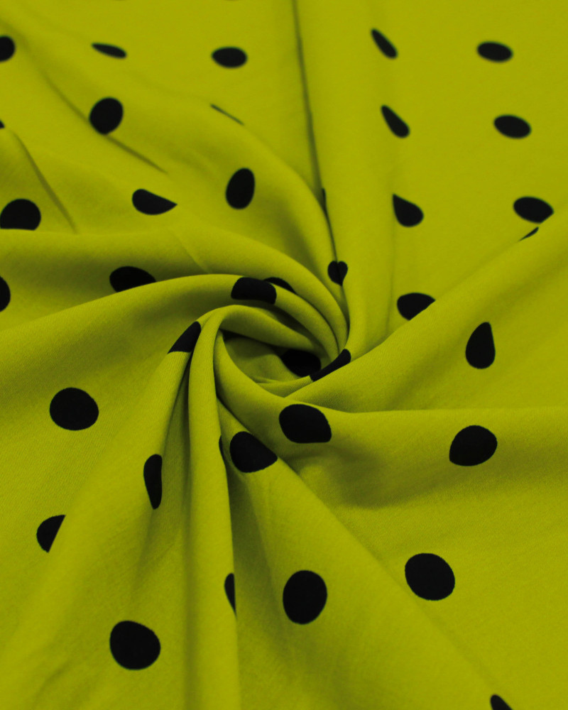 Tecido Viscose Poá Preto e Verde Abacate