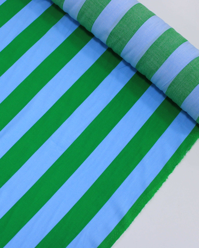 Tecido Viscose Listras Verde e Azul