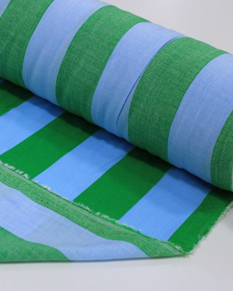 Tecido Viscose Listras Verde e Azul