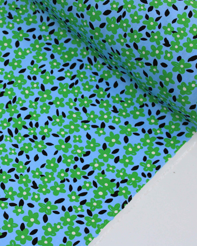 Tecido Viscose Tapete Verde, Preto e Azul 