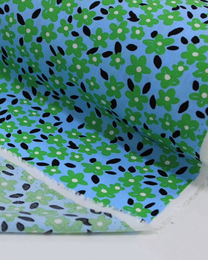 Tecido Viscose Tapete Verde, Preto e Azul 