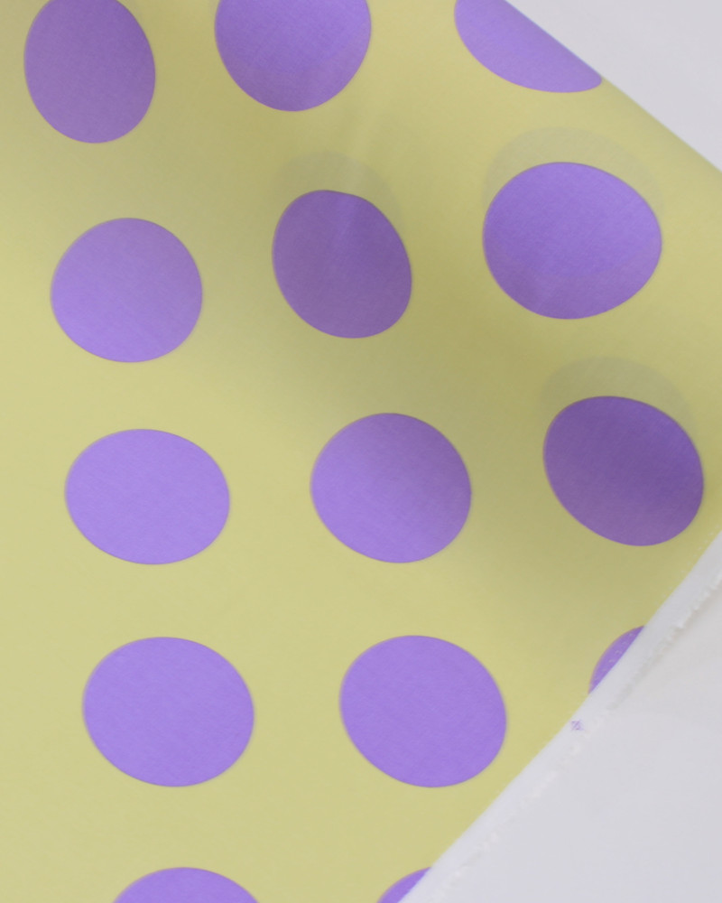 Tecido Viscose Macro Poá Lilás e Amarelo Requinte