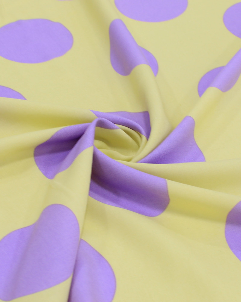 Tecido Viscose Macro Poá Lilás e Amarelo Requinte