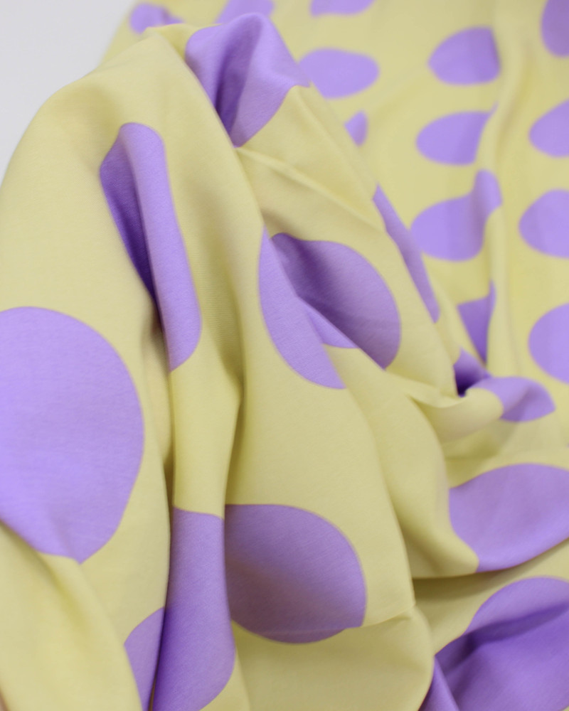 Tecido Viscose Macro Poá Lilás e Amarelo Requinte