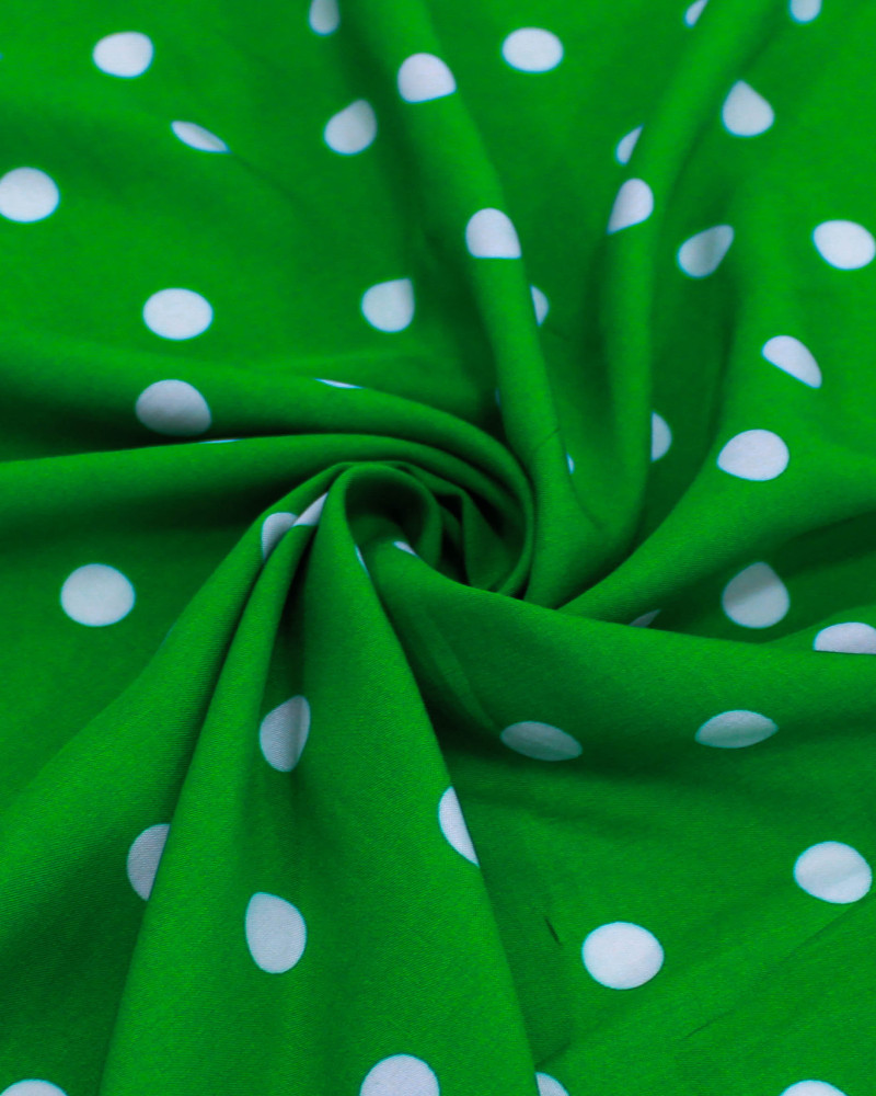 Tecido Viscose Poá Irrergular Branco e Verde